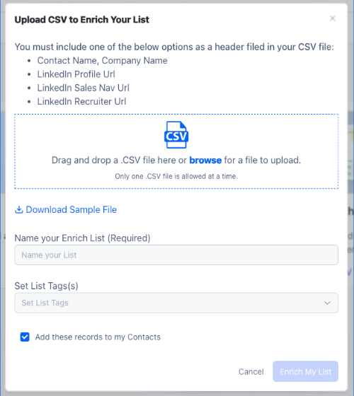 How to Upload CSV to Enrich Your Contact List